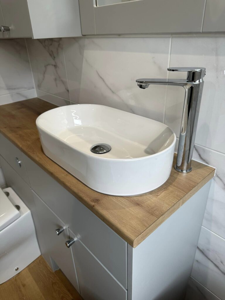A modern bathroom sink