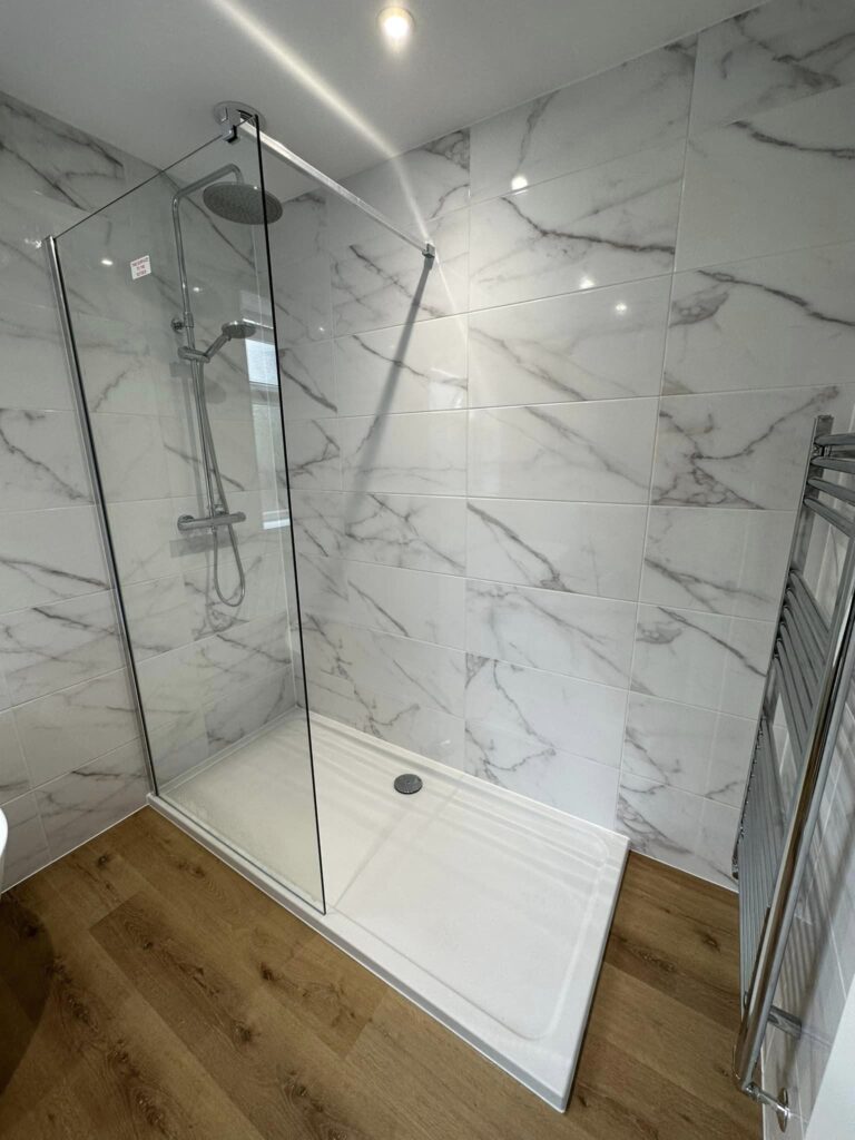 A modern bathroom shower