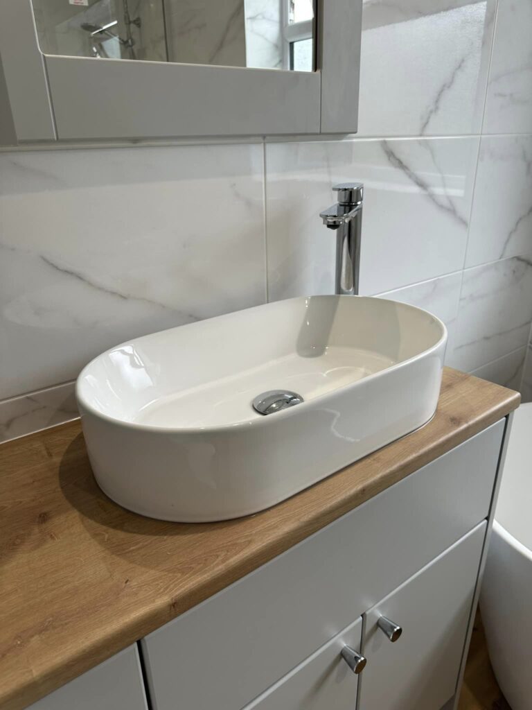 A modern bathroom sink